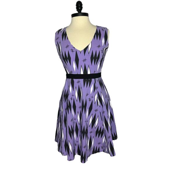 SOURPUSS RETRO DIAMONDS DRESS LILAC Fit and Flare Sleeveless Women’s Size Small - Picture 14 of 14